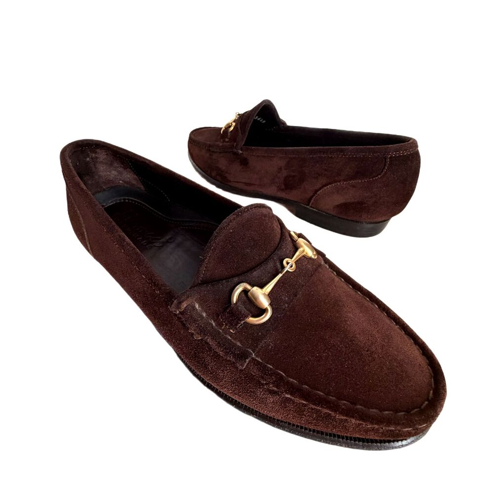 Marmocs Shoes Mens Size 11 Brown Suede Leather HORSEBIT Loafers Quiet Luxury